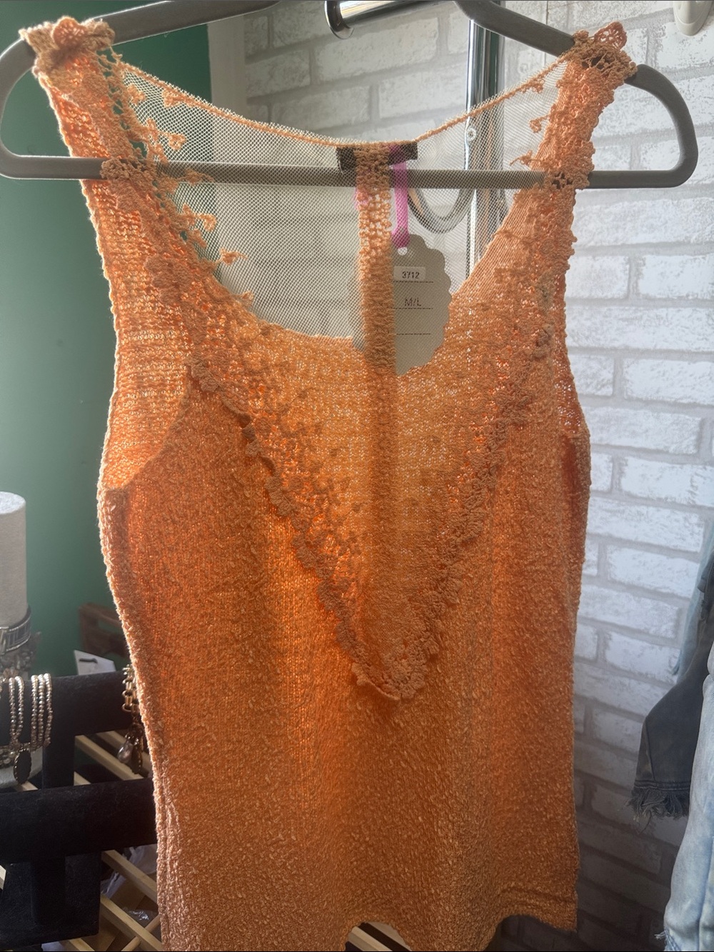 Miracle Orange Crochet Accent Tank Top